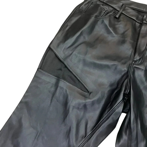 Good American Black Good Icon Faux Leather Cut Out Pants 18 - Picture 3 of 5